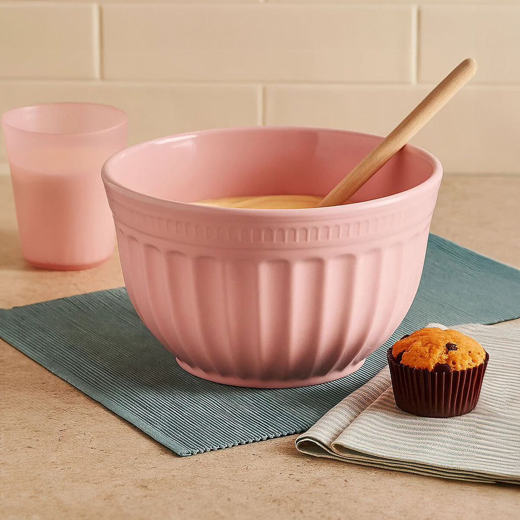 Alden Pink Melamine Extra Large Fluted Mixing Bowl