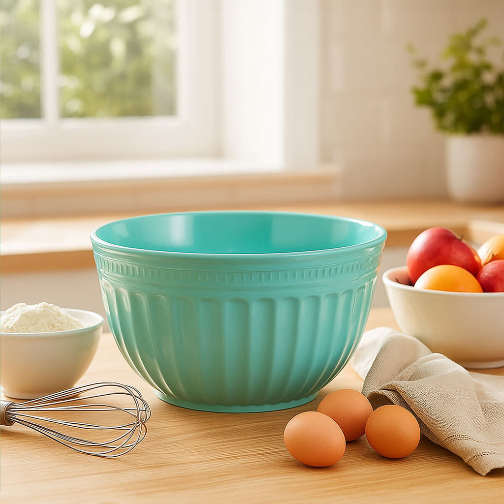 Alden Green Melamine Extra Large Fluted Mixing Bowl