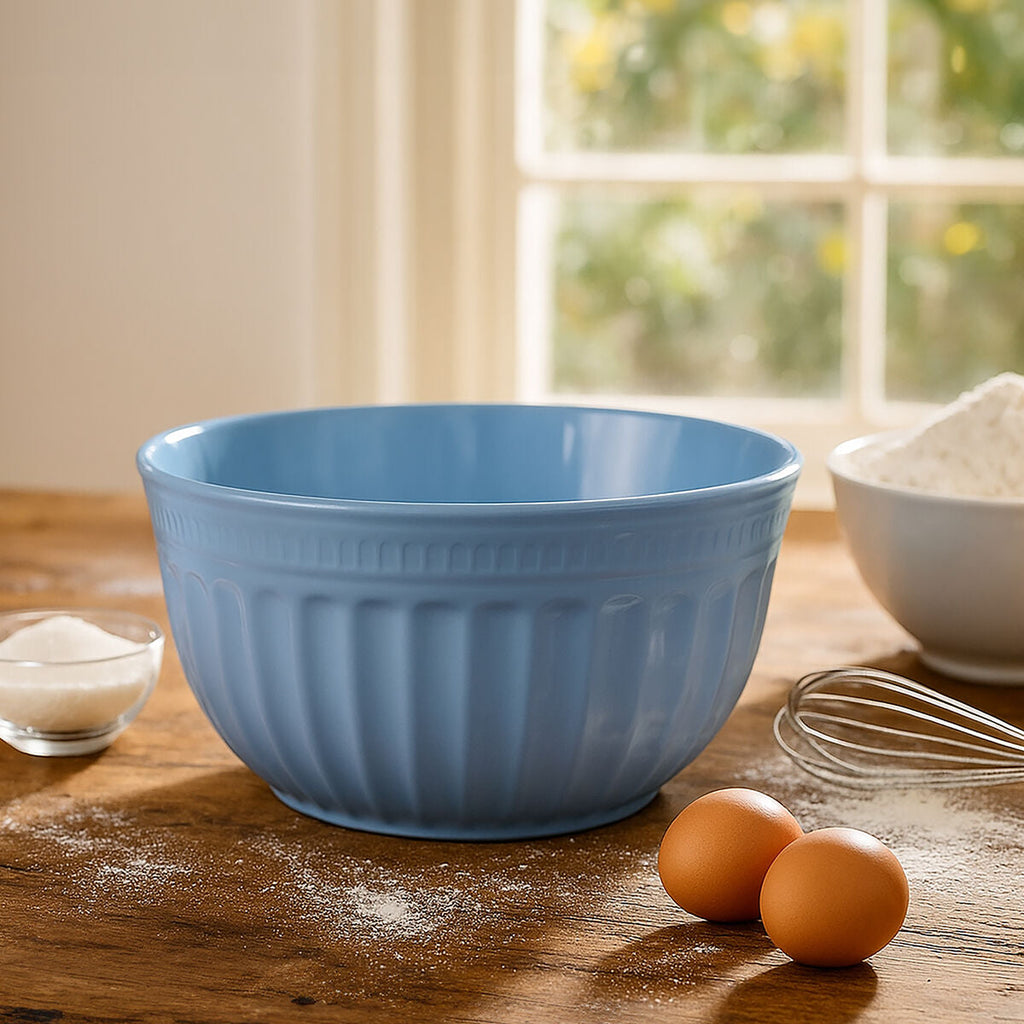 Alden Blue Melamine Extra Large Fluted Mixing Bowl