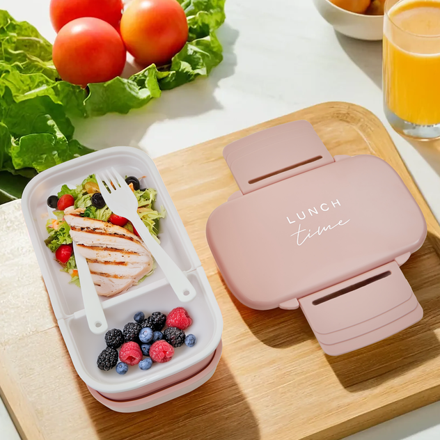 Grub Tub Light Pink Lunch Box With Cutlery