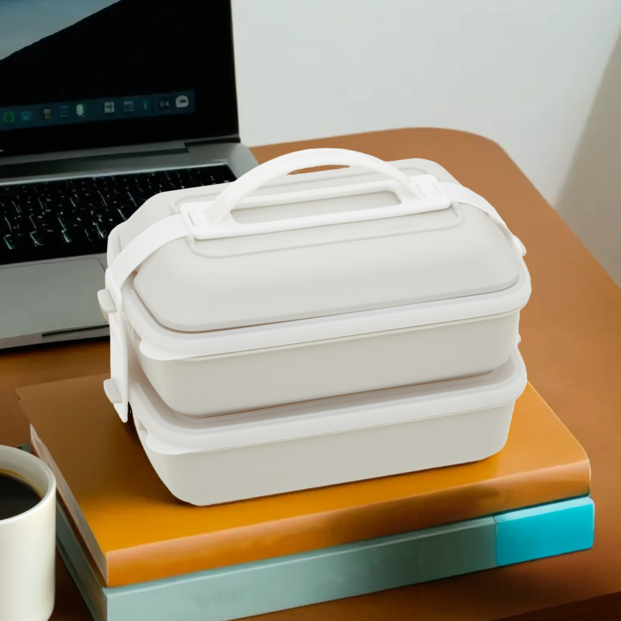 Grub Tub Warm Grey And White Lunch Box