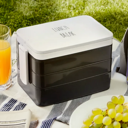 Grub Tub Black Lunch Box With Cutlery