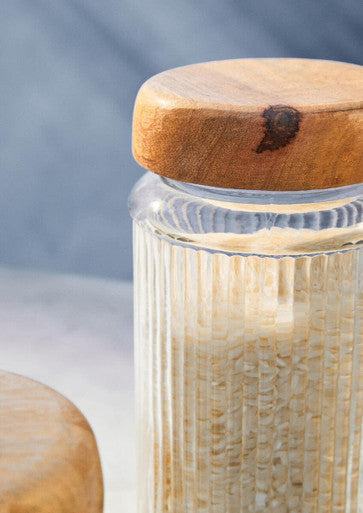 Glass Storage Jar with Mango Wood Lid 2000ml | Garner
