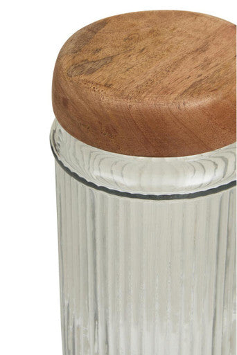 Glass Storage Jar with Mango Wood Lid 2000ml | Garner