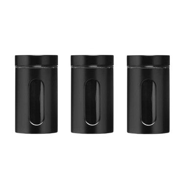 Luca Set of Three Clear and Black Storage Jars
