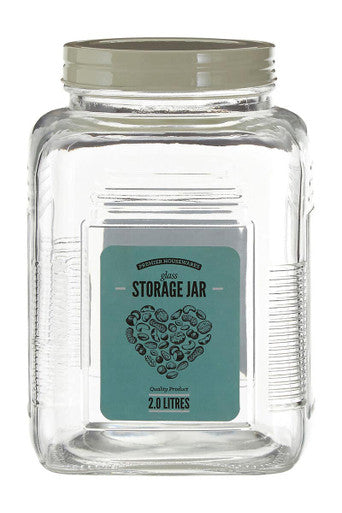 Assorted Square Clear Glass Large Storage Jar | Luca