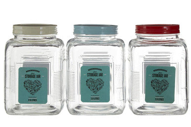 Assorted Square Clear Glass Large Storage Jar | Luca