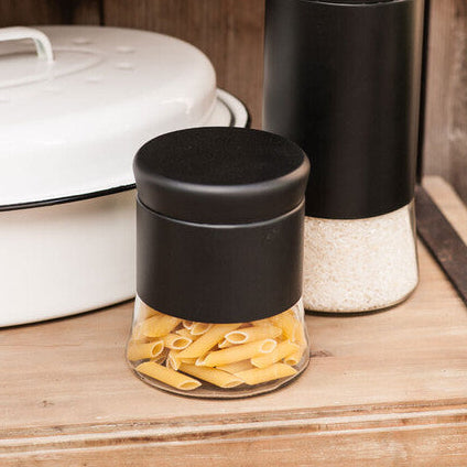Black Steel and Glass Storage Jar - 800ml | Luca
