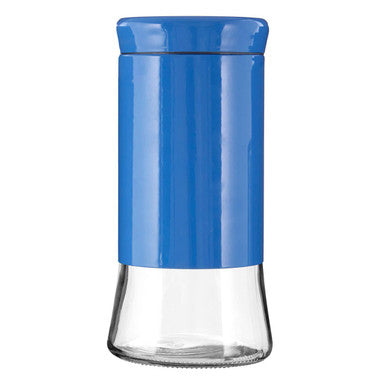 Blue Stainless Steel and Glass Storage Jar - 1500ml | Luca
