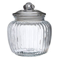 Abbie Clear Glass Round Ribbed Storage Jar 1300ml