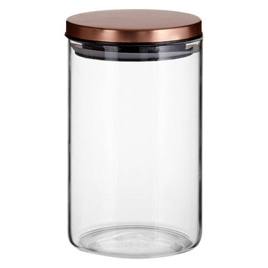 Glass Storage Jar with Rose Gold Lid  950ml | Freska