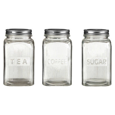 Set Of Three Glass Jars With Silver Lids | Luca