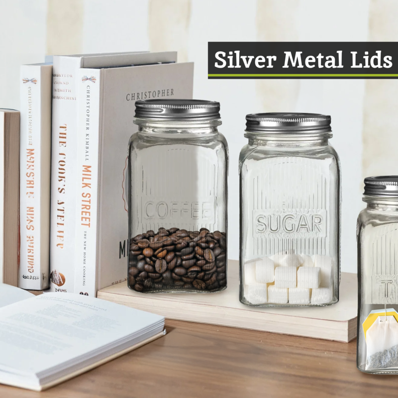 Set Of Three Glass Jars With Silver Lids | Luca