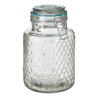 Apiary Clear Glass Honeycomb Jar with Blue Silicone Seal 1300ml