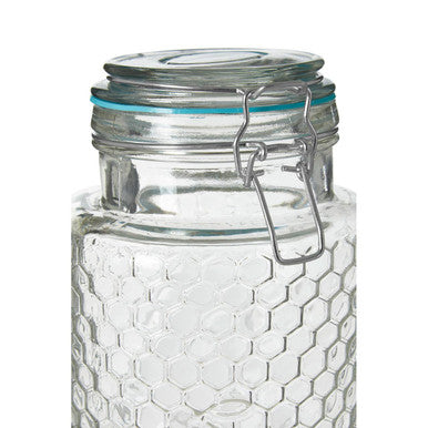 Apiary Clear Glass Honeycomb Jar with Blue Silicone Seal 1300ml
