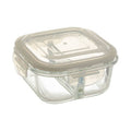 2 Section Square Glass Container with Lid 520 Ml | Freska
