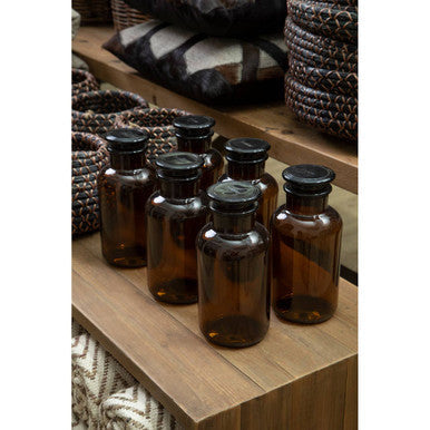 Apothecary Amber Glass Large Bottle with Matching Lid 1000ml