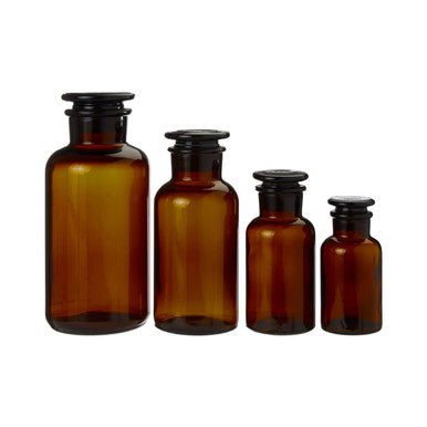 Apothecary Amber Glass Extra Small Bottle with Matching Lid 125ml