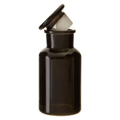 Apothecary Black Glass Small Reagent Bottle with Embossed Label 250ml