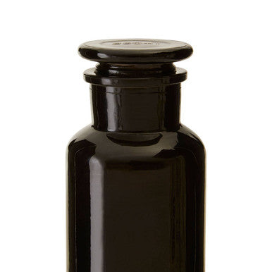 Apothecary Black Glass Small Reagent Bottle with Embossed Label 250ml
