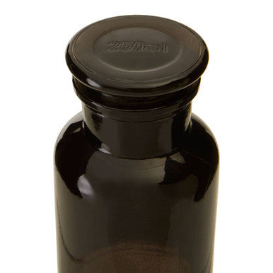 Apothecary Black Glass Small Reagent Bottle with Embossed Label 250ml