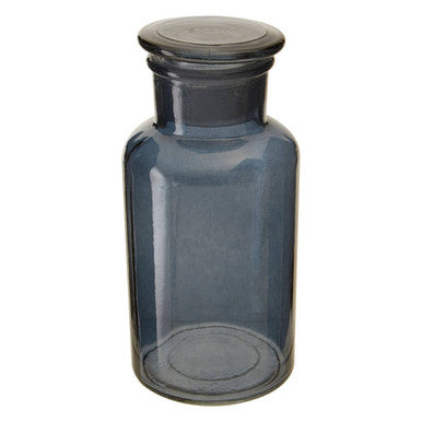 Apothecary Smoke Grey Glass Large Reagent Bottle with Round Lid 500ml