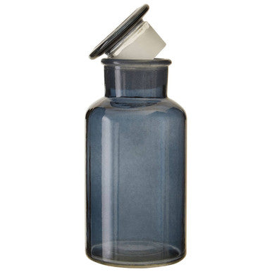 Apothecary Smoke Grey Glass Large Reagent Bottle with Round Lid 500ml