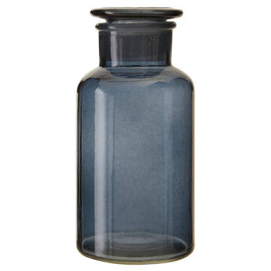 Apothecary Smoke Grey Glass Large Reagent Bottle with Round Lid 500ml