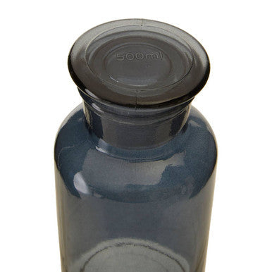 Apothecary Smoke Grey Glass Large Reagent Bottle with Round Lid 500ml