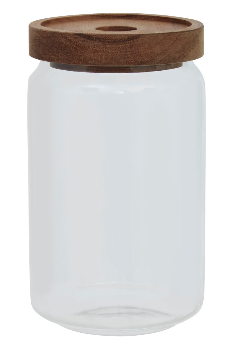 Glass Storage Jar with Acacia Wood Lid 800ml | Freska
