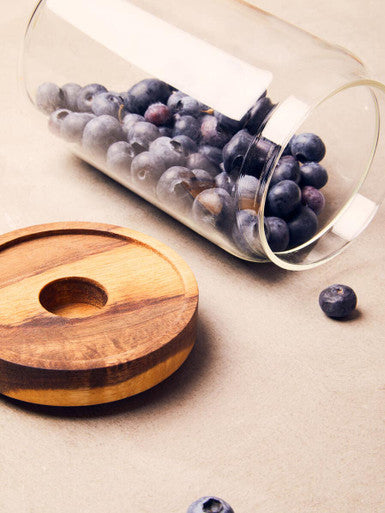 Glass Storage Jar with Acacia Wood Lid 800ml | Freska