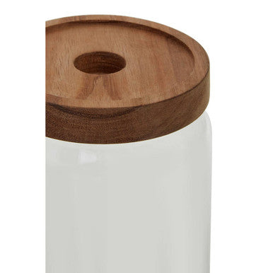 Glass Storage Jar with Acacia Wood Lid 800ml | Freska