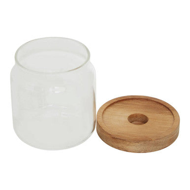 Glass Storage Jar with Acacia wood Lid 700ml | Freska