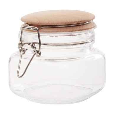 Square 500Ml Glass Jar With Wooden Lid | Luca