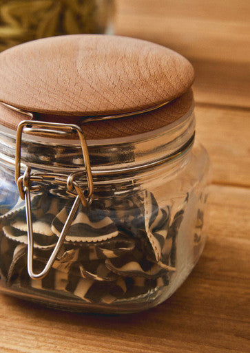 Square 500Ml Glass Jar With Wooden Lid | Luca