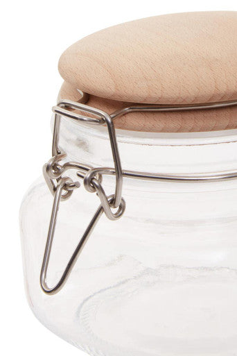 Square 500Ml Glass Jar With Wooden Lid | Luca