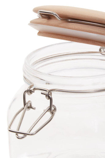 Square 500Ml Glass Jar With Wooden Lid | Luca
