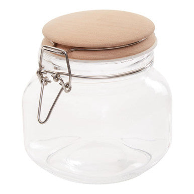 Square 800Ml Glass Jar With Wooden Lid | Luca