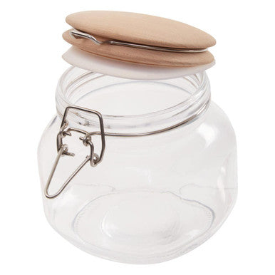Square 800Ml Glass Jar With Wooden Lid | Luca