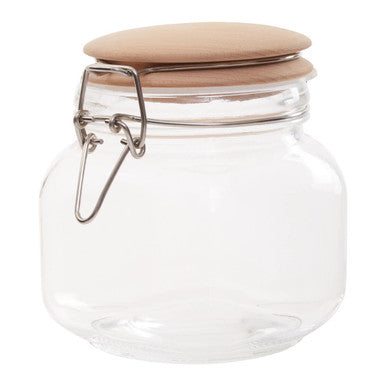 Square 800Ml Glass Jar With Wooden Lid | Luca