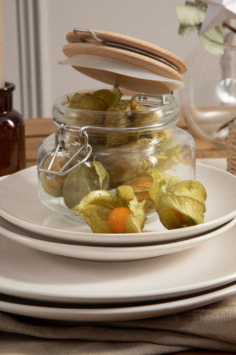 Square 800Ml Glass Jar With Wooden Lid | Luca