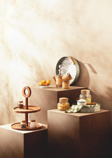 Luca Square 800Ml Glass Jar With Wooden Lid