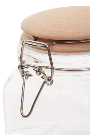 Square 800Ml Glass Jar With Wooden Lid | Luca
