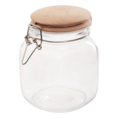 Square 1050Ml Glass Jar With Wooden Lid | Luca