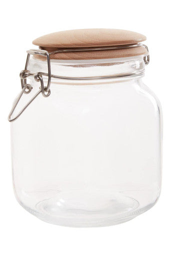 Square 1050Ml Glass Jar With Wooden Lid | Luca