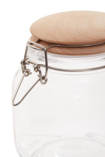 Square 1050Ml Glass Jar With Wooden Lid | Luca