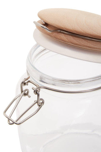 Square 1050Ml Glass Jar With Wooden Lid | Luca