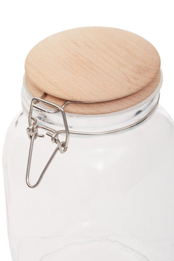 Square 1550Ml Glass Jar With Wooden Lid | Luca