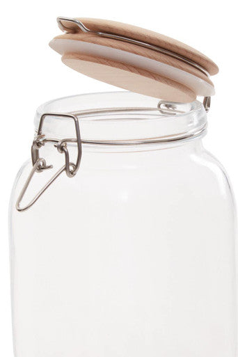 Square 1550Ml Glass Jar With Wooden Lid | Luca
