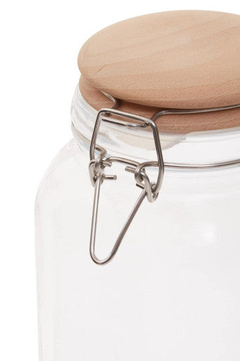 Square 2150ml Glass Jar With Wooden Lid | Luca